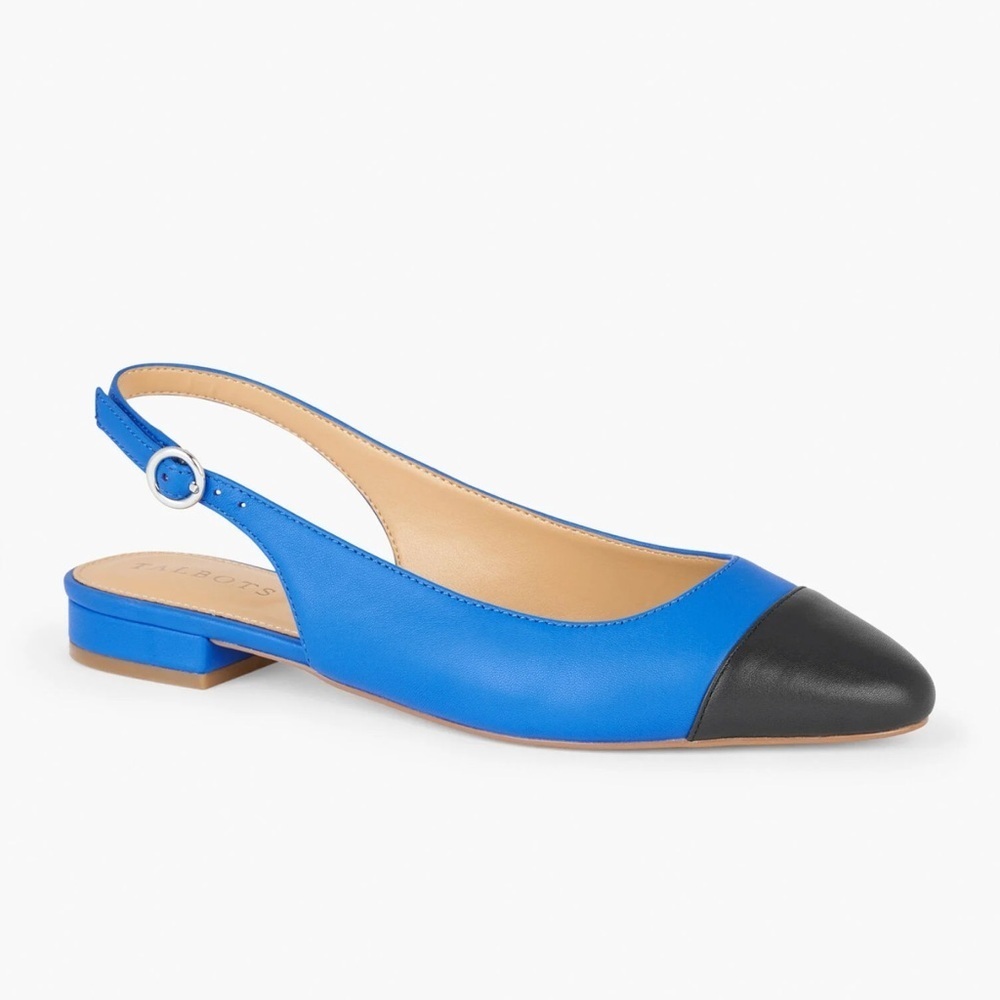 Talbots Edison Napa Vibrant Blue and Black Slingback Flats